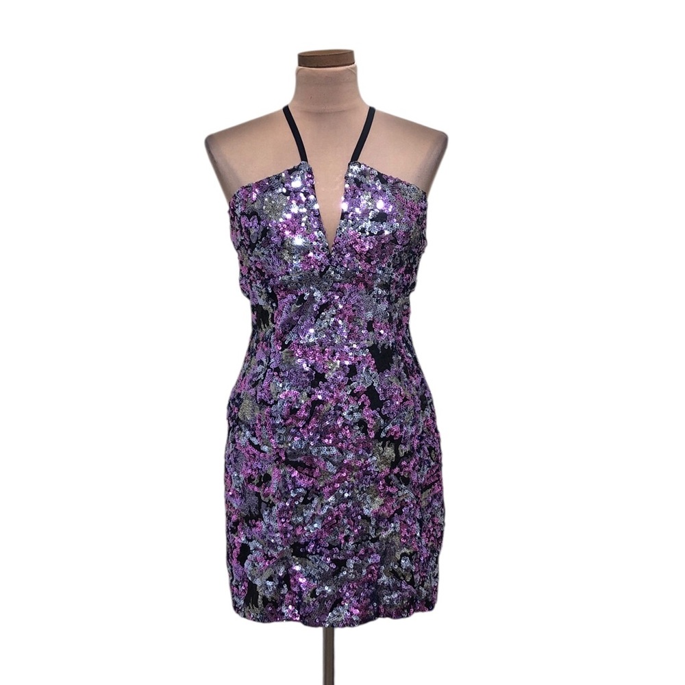 NWT Dress The Population Amiya Dress Size XL Purple Sequin